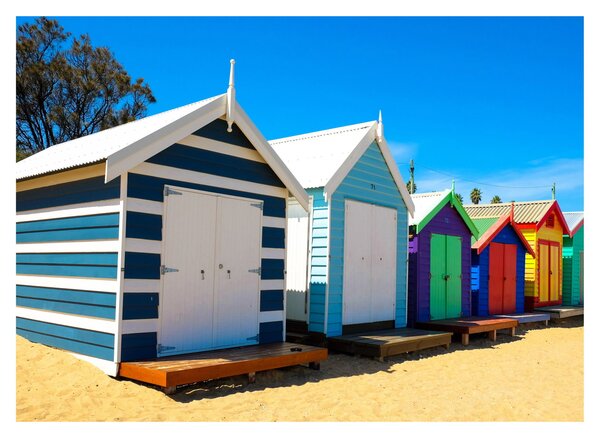 Staklena slika - Brighton Beach, Melbourne, Avstralija (70x50 cm)