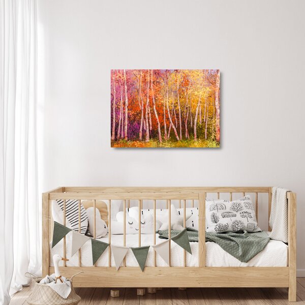 Staklena slika pisanega gozda (70x50 cm)