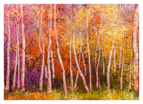 Staklena slika pisanega gozda (70x50 cm)