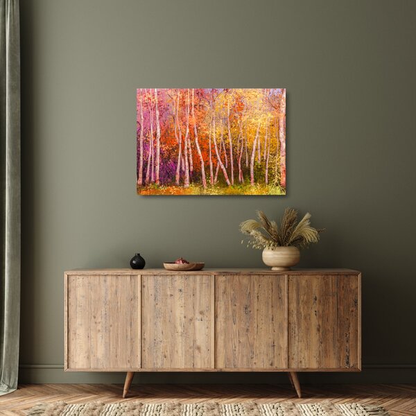Staklena slika pisanega gozda (70x50 cm)