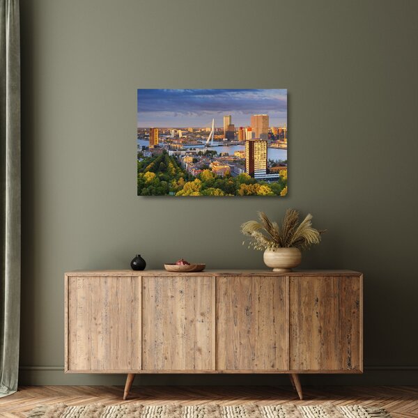 Staklena slika - Obzorje Rotterdama, Nizozemska (70x50 cm)