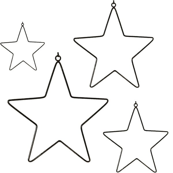 Viseća božićna dekoracija BLACK STARS, set od 4 kom
