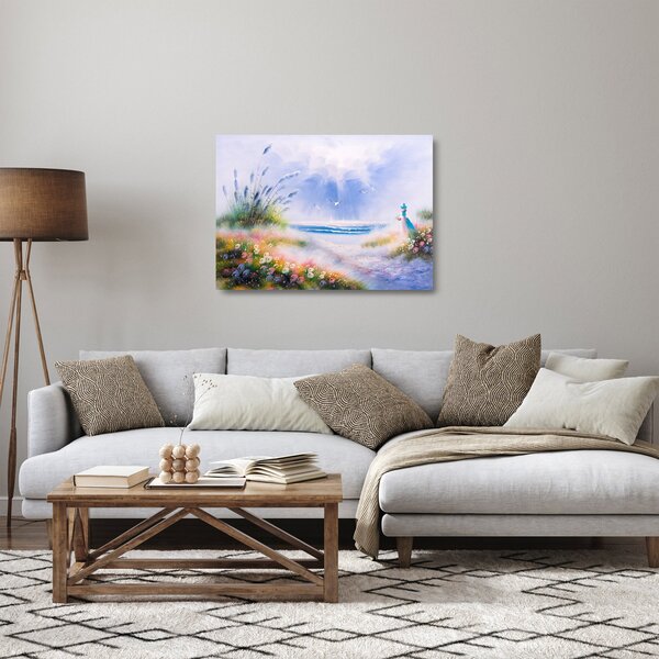 Staklena slika - Romantična plaža, oljna slika (70x50 cm)