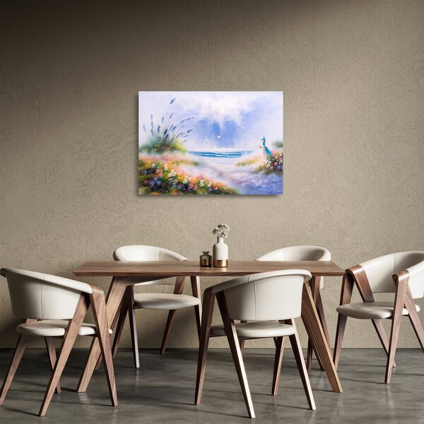 Staklena slika - Romantična plaža, oljna slika (70x50 cm)