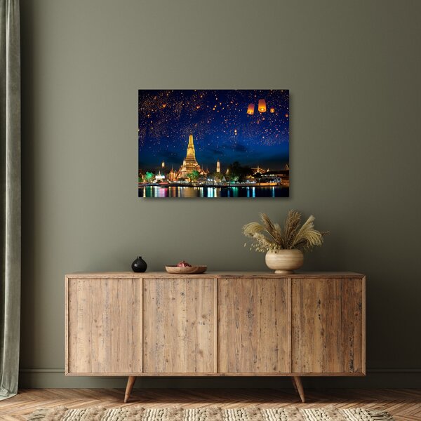 Staklena slika - Luči za srečo, Bangkok (70x50 cm)