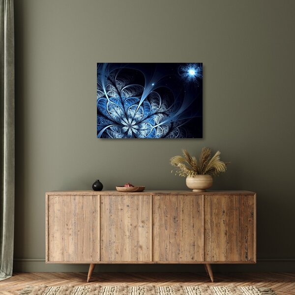 Staklena slika temno modre rože (70x50 cm)