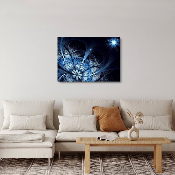 Staklena slika temno modre rože (70x50 cm)