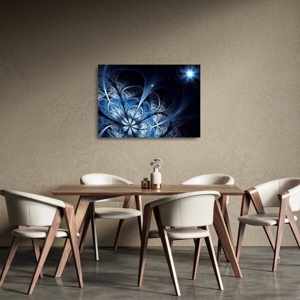 Staklena slika temno modre rože (70x50 cm)