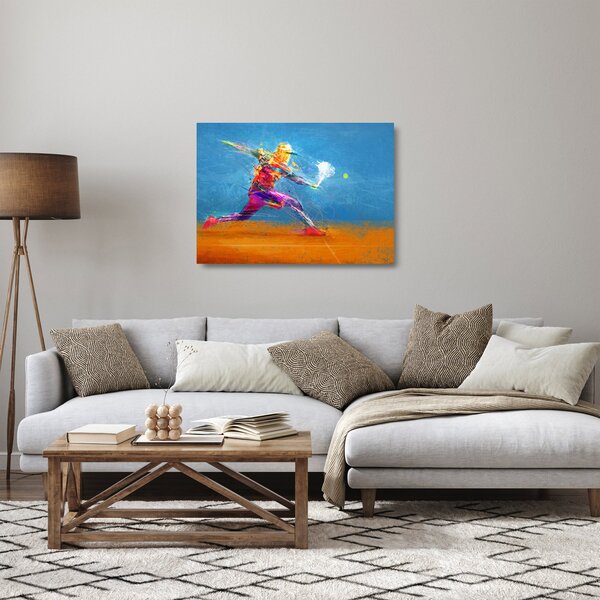 Staklena slika - Poslikan teniški igralec (70x50 cm)