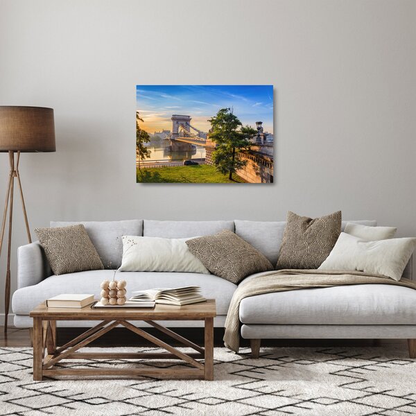 Staklena slika - Most čez reko, Budimpešta, Madžarska (70x50 cm)