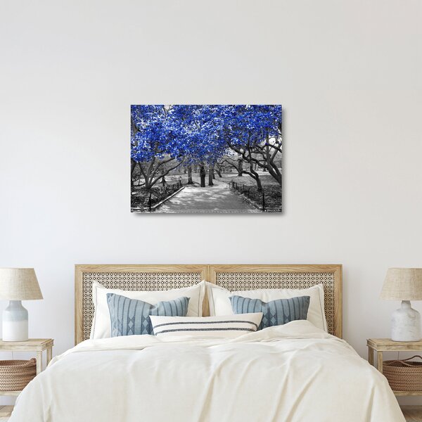 Staklena slika - Modra drevesa, Central Park, New York (70x50 cm)