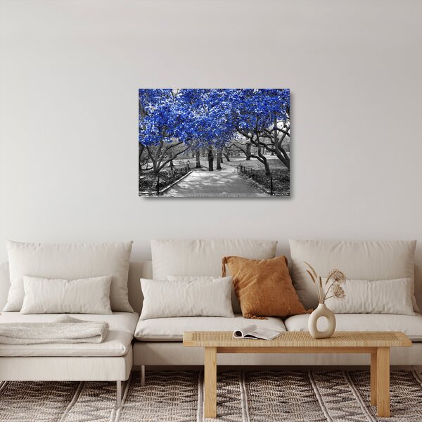 Staklena slika - Modra drevesa, Central Park, New York (70x50 cm)