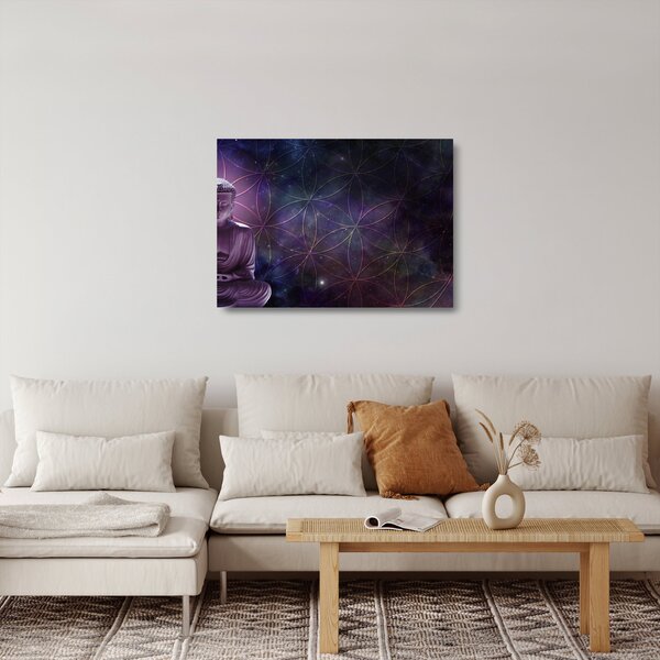 Staklena slika - Buda z rožami življenja (70x50 cm)