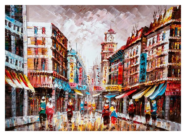 Staklena slika - Hong Kong, oljna slika (70x50 cm)