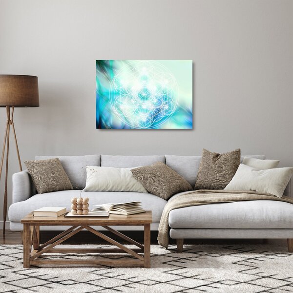 Staklena slika - Merkaba v turkiznem ozadju (70x50 cm)