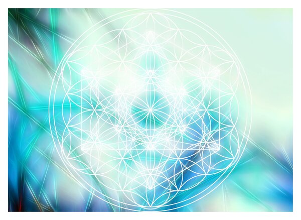 Staklena slika - Merkaba v turkiznem ozadju (70x50 cm)