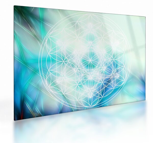 Staklena slika - Merkaba v turkiznem ozadju (70x50 cm)