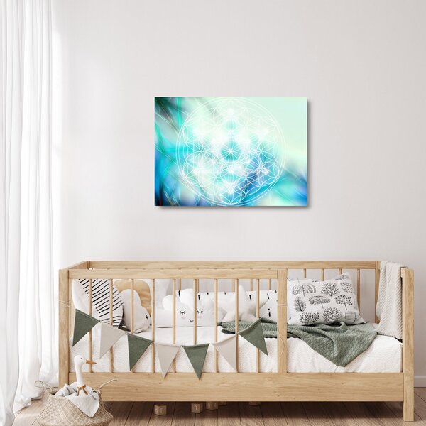 Staklena slika - Merkaba v turkiznem ozadju (70x50 cm)