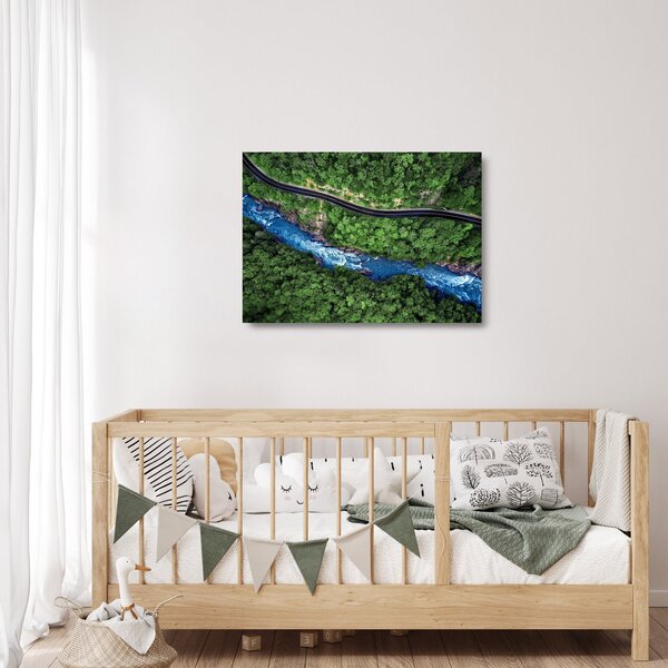 Staklena slika - Reka med gorami, Kavkaz, Rusija (70x50 cm)