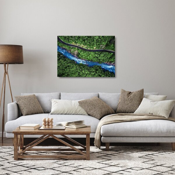 Staklena slika - Reka med gorami, Kavkaz, Rusija (70x50 cm)