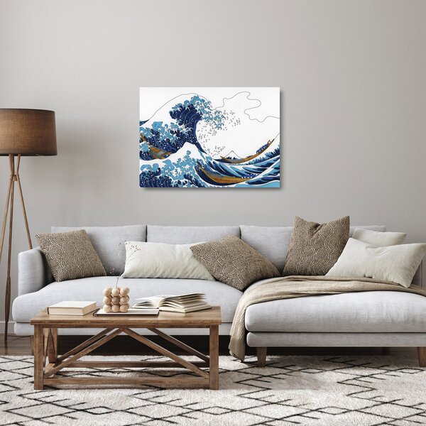Staklena slika - japonska risba, valovi (70x50 cm)