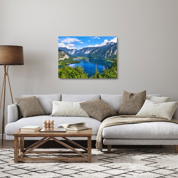 Staklena slika - Hallstattsko jezero, Hallstatt, Avstrija (70x50 cm)