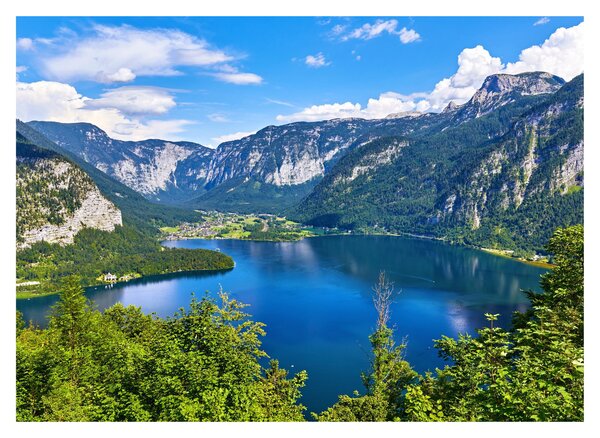 Staklena slika - Hallstattsko jezero, Hallstatt, Avstrija (70x50 cm)