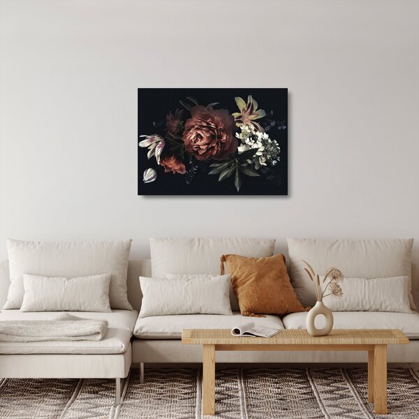 Staklena slika - Temne rože (70x50 cm)
