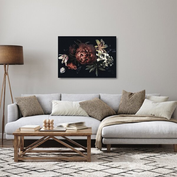 Staklena slika - Temne rože (70x50 cm)