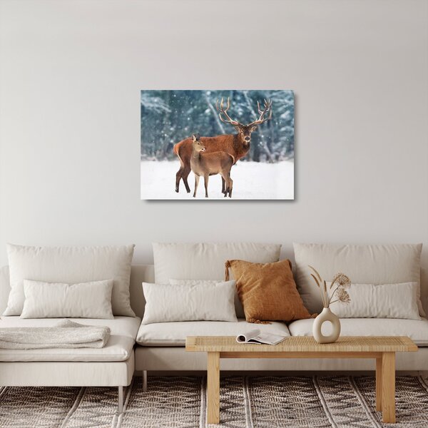 Staklena slika jelena s srno (70x50 cm)