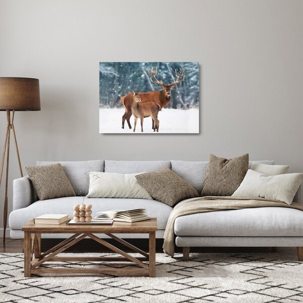 Staklena slika jelena s srno (70x50 cm)