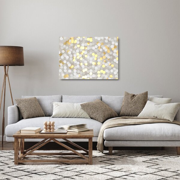 Staklena slika - zlati in beli šesterokotniki (70x50 cm)
