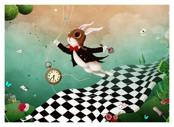 Staklena slika - Fantasy zajec (70x50 cm)