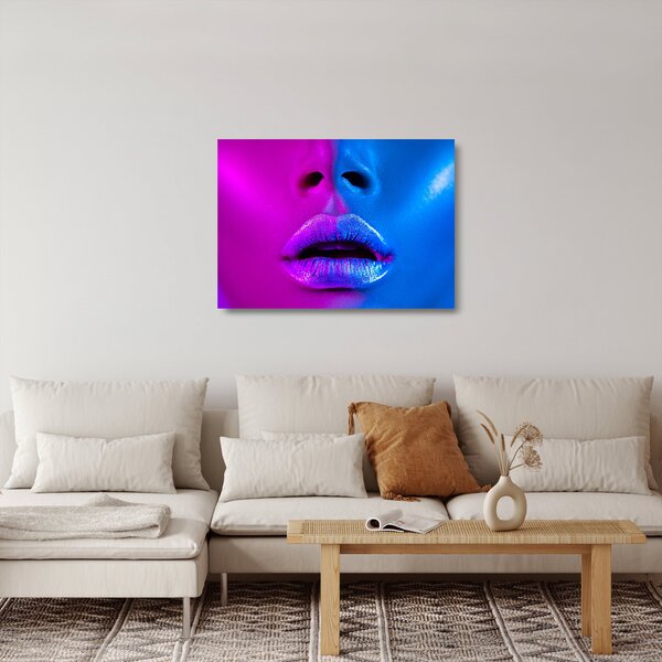 Staklena slika obarvanih ustnic (70x50 cm)