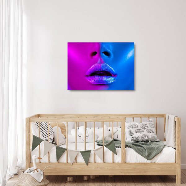 Staklena slika obarvanih ustnic (70x50 cm)