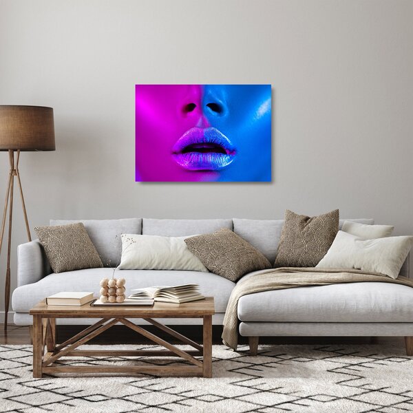 Staklena slika obarvanih ustnic (70x50 cm)