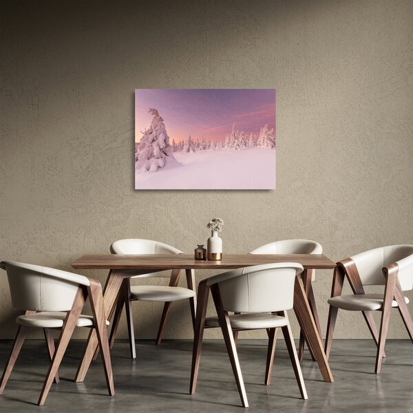 Staklena slika - Drevesa pod snežno odejo (70x50 cm)