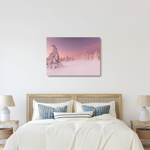 Staklena slika - Drevesa pod snežno odejo (70x50 cm)