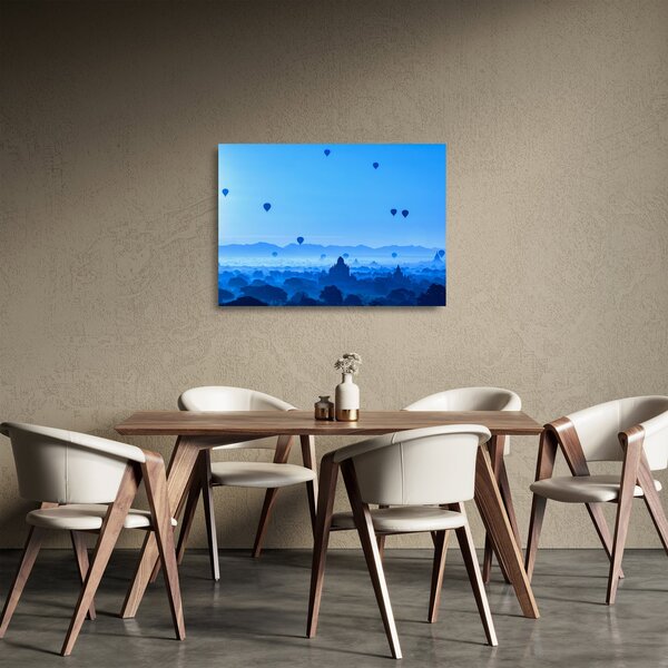 Staklena slika - Baloni nad pokrajino (70x50 cm)
