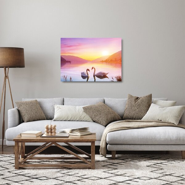 Staklena slika zaljubljenih labodov (70x50 cm)