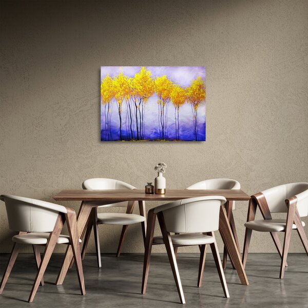 Staklena slika rumenih dreves (70x50 cm)