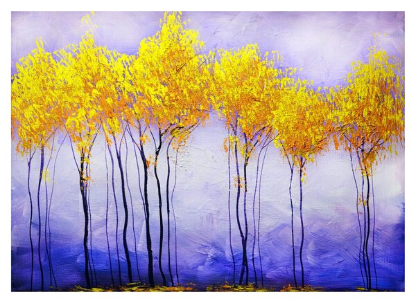 Staklena slika rumenih dreves (70x50 cm)