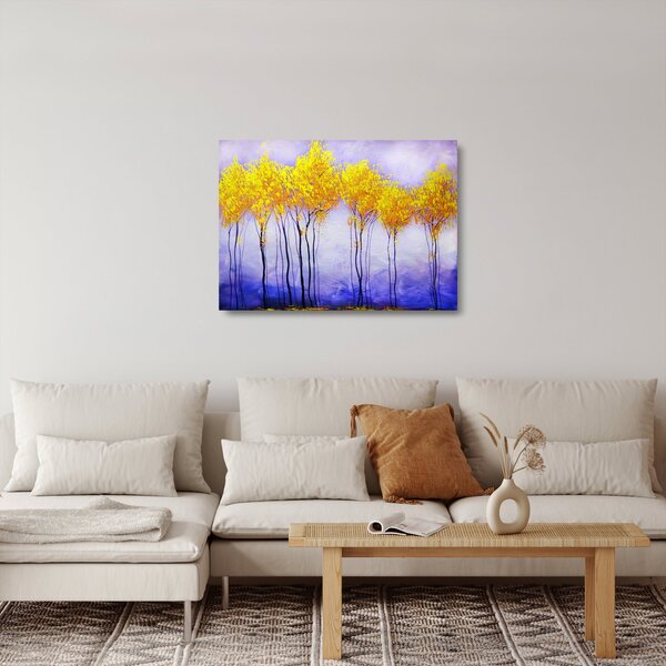 Staklena slika rumenih dreves (70x50 cm)