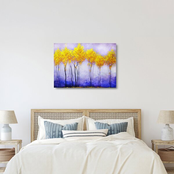 Staklena slika rumenih dreves (70x50 cm)