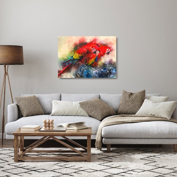 Staklena slika rdeče papige ara (70x50 cm)