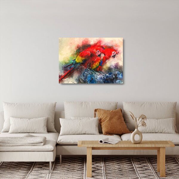Staklena slika rdeče papige ara (70x50 cm)