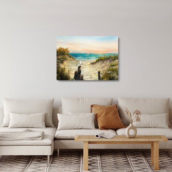 Staklena slika - Peščena plaža (70x50 cm)