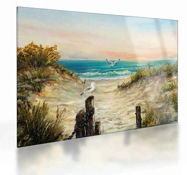Staklena slika - Peščena plaža (70x50 cm)