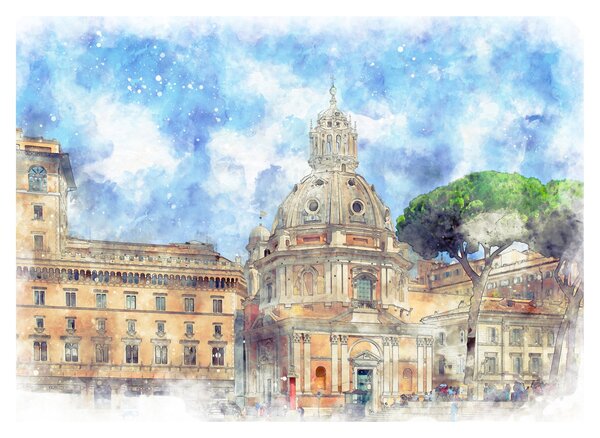 Staklena slika - Cerkev Santa Maria di Loreto, Rim, Italija (70x50 cm)
