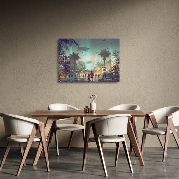 Staklena slika - mesto v prihodnosti (70x50 cm)